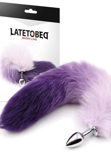 Anal Plug Purple and White Foxy Tail Size S