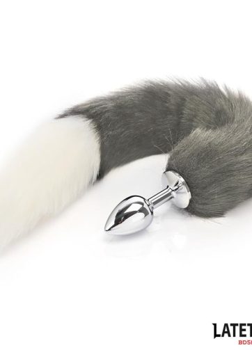 Anal plug with tail Gray and White 40 cm