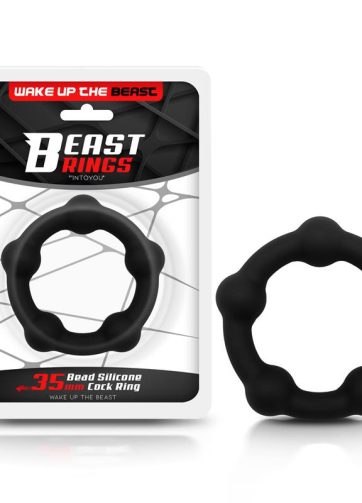 Bead Solid Cock Ring Silicone 3.5 cm Black