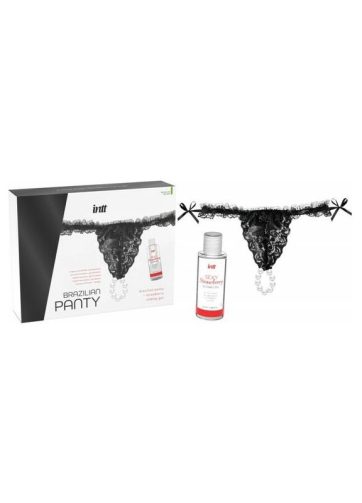 Black Brazilian Panty and Strawberry Slide Gel 50 ml