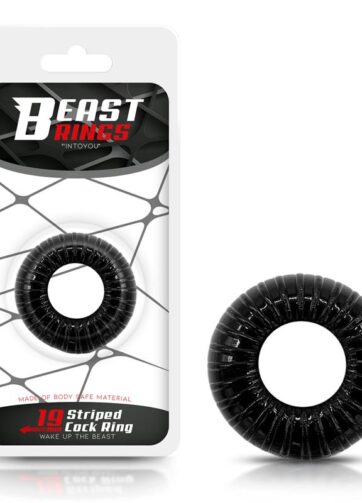 Cock Ring Super Flexible and Resistant Striped 1.9 cm Black