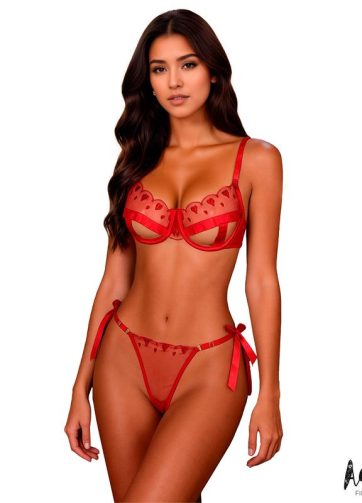 Edwina Set Bra and Thong Red