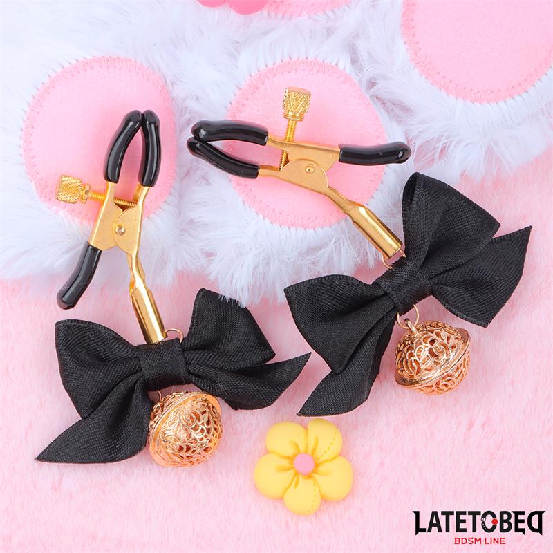 Nipple clamps with Bow Black - Afbeelding 2