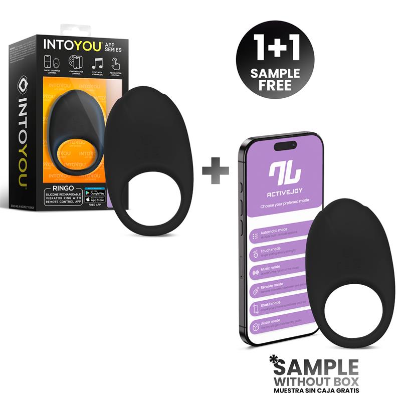 Pack 1+1 Ringo Silicone Vibrating Ring with App Black