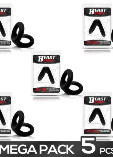 Pack 5 Solid Silicone Double Penis Ring 2.5-3 cm