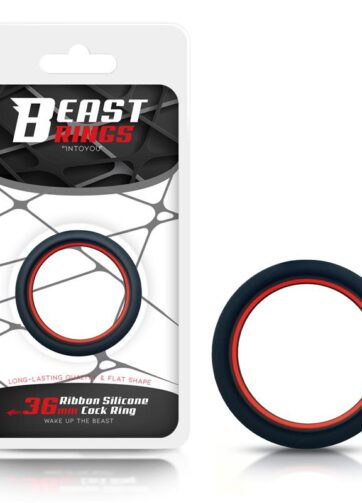 Penis Ring 100% Solid Silicone 3.6 cm Red and Black