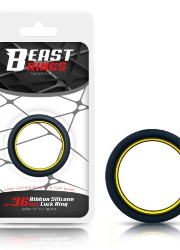 Penis Ring 100% Solid Silicone 3.6 cm Yellow and Black