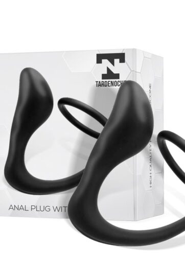 Randal Butt Plug with Penis Ring Silicone Black