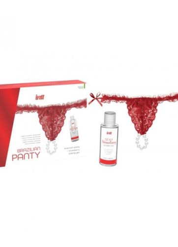 Red Brazilian Panty and Strawberry Slide Gel 50 ml