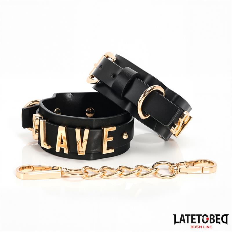 LATETOBED BDSM LINE slave enkels cuffs gouden ketting - Topkwaliteit