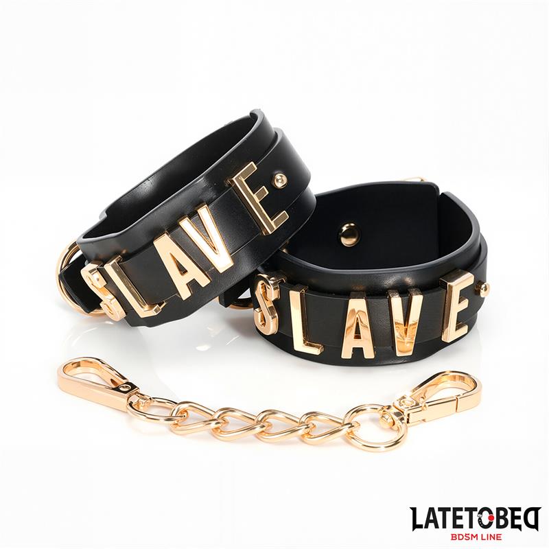 LATETOBED BDSM LINE slave enkels cuffs gouden ketting - Discreet verzonden