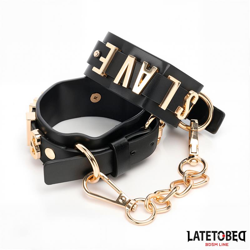 LATETOBED BDSM LINE slave enkels cuffs gouden ketting - Beste prijs