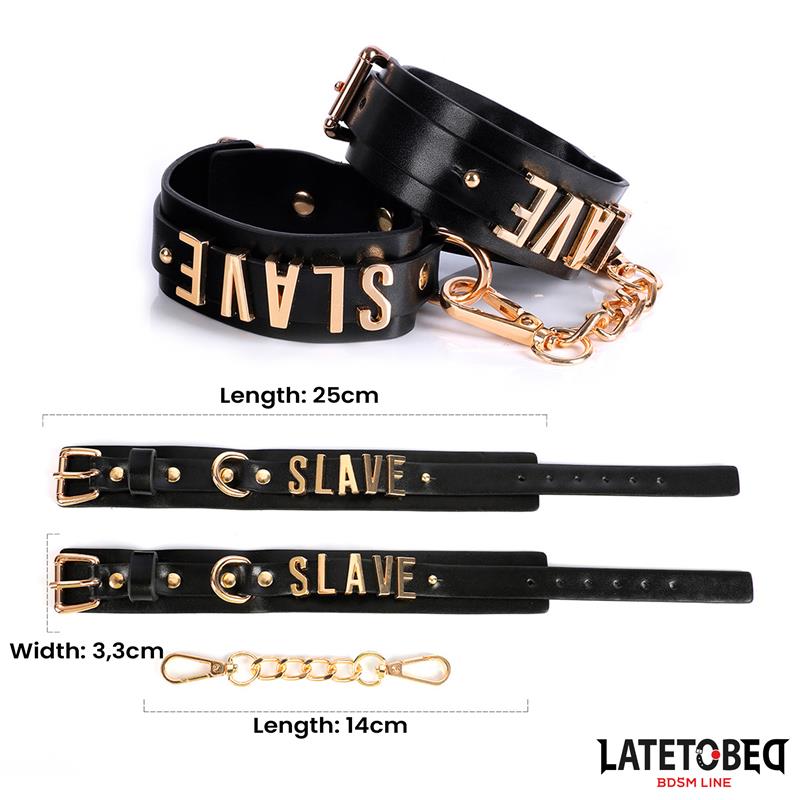 LATETOBED BDSM LINE slave enkels cuffs gouden ketting - Topkwaliteit