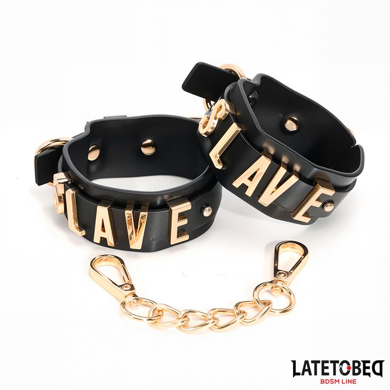 LATETOBED BDSM LINE slave enkels cuffs gouden ketting kopen online